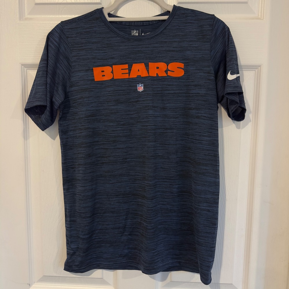 Nike Chicago Bears Youth Large Dri-FIT Shirt Navy Space Dye Heather NFL Tee
